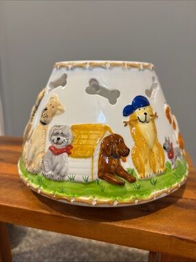 Hand-painted Dog ceramic candle lamp shade or topper- golden retriever plus more
